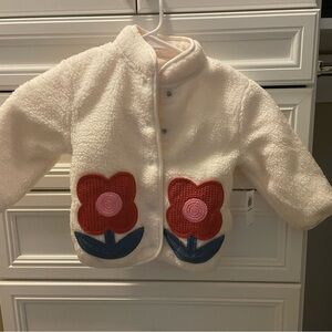 Old Navy Kids' Cream Floral Sherpa Jacket
